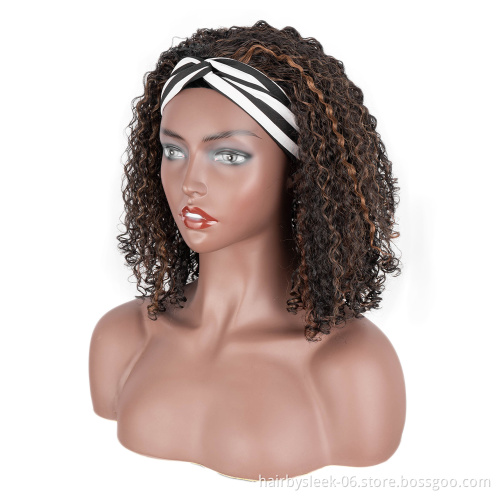 13 inches classic brown Rebecca  fashion brand wholesale price  kinky curly braids synthetic hair headband wig for balck woman